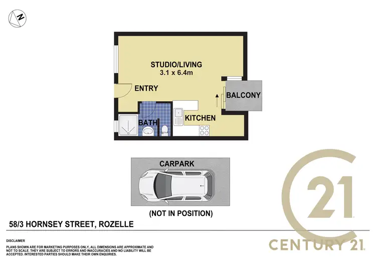 Floorplan of Homely studio listing, 58/3 Hornsey Street, Rozelle NSW 2039