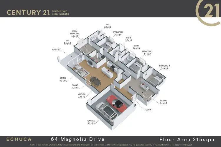 Floorplan of Homely house listing, 64 Magnolia Drive, Echuca VIC 3564