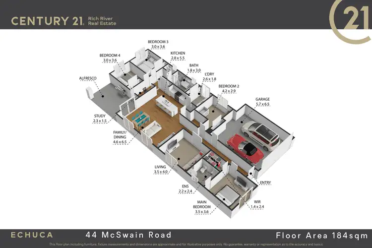 Floorplan of Homely house listing, 44 Mcswain Road, Echuca VIC 3564