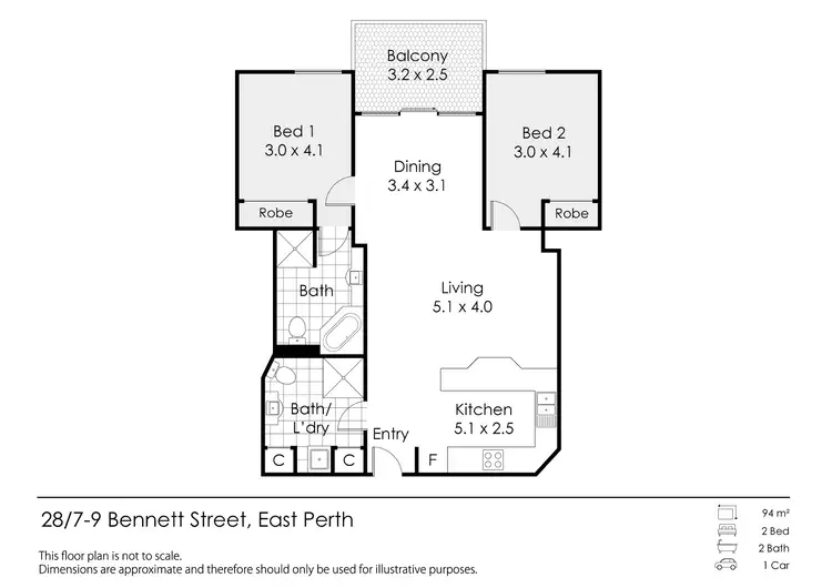 Floorplan of Homely apartment listing, 28/7-9 Bennett Street, East Perth WA 6004