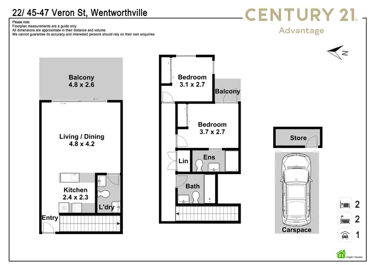 Floorplan of Homely apartment listing, 22/45-47 Veron Street, Wentworthville NSW 2145