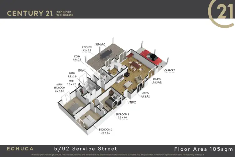 Floorplan of Homely unit listing, 5/92 Service Street, Echuca VIC 3564