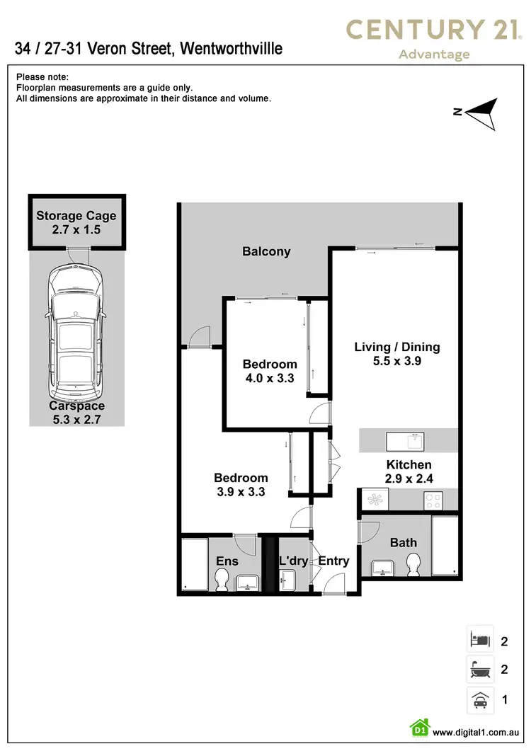 Floorplan of Homely unit listing, 34/27-31 Veron Street, Wentworthville NSW 2145