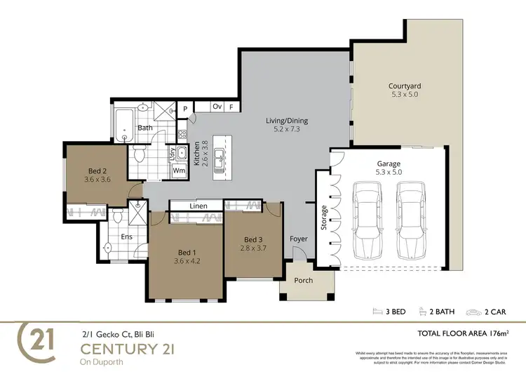 Floorplan of Homely semi-detached listing, 2/1 Gecko Court, Bli Bli QLD 4560