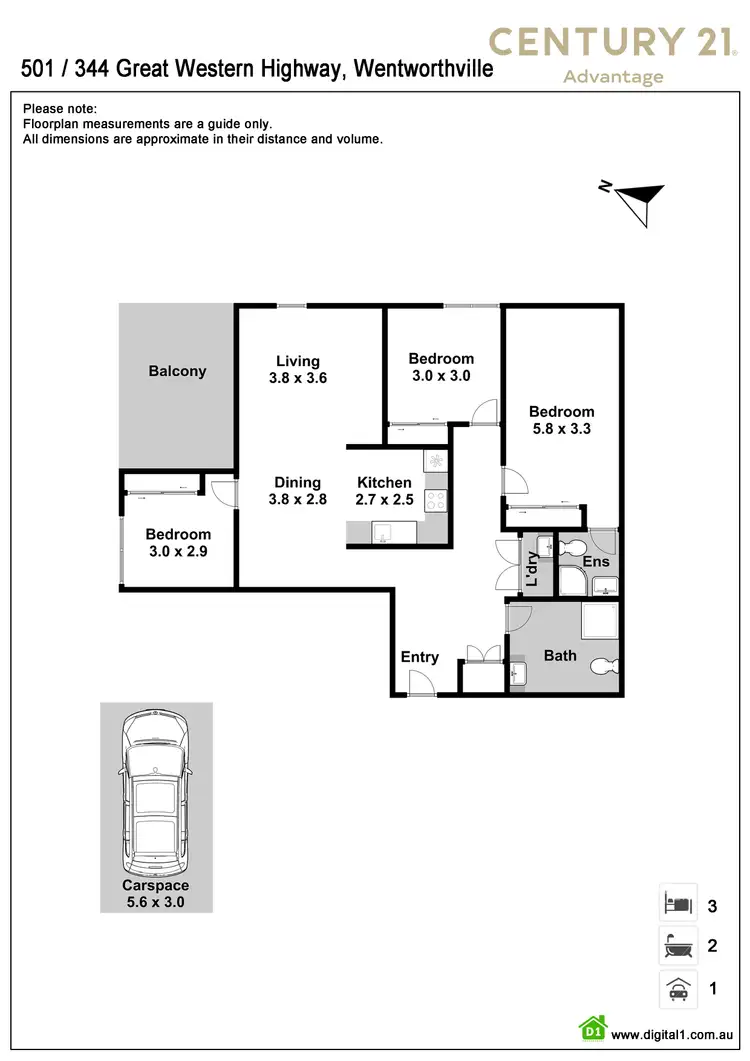 Floorplan of Homely apartment listing, 501/344 Great Western Highway, Wentworthville NSW 2145