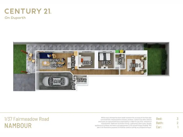 Floorplan of Homely semi-detached listing, 1/37 Fairmeadow Road, Nambour QLD 4560