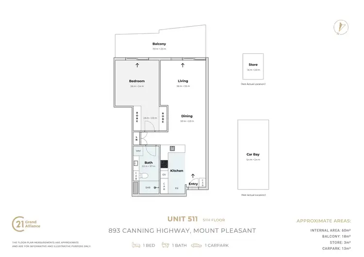 Floorplan of Homely apartment listing, 511/893 Canning Highway, Mount Pleasant WA 6153