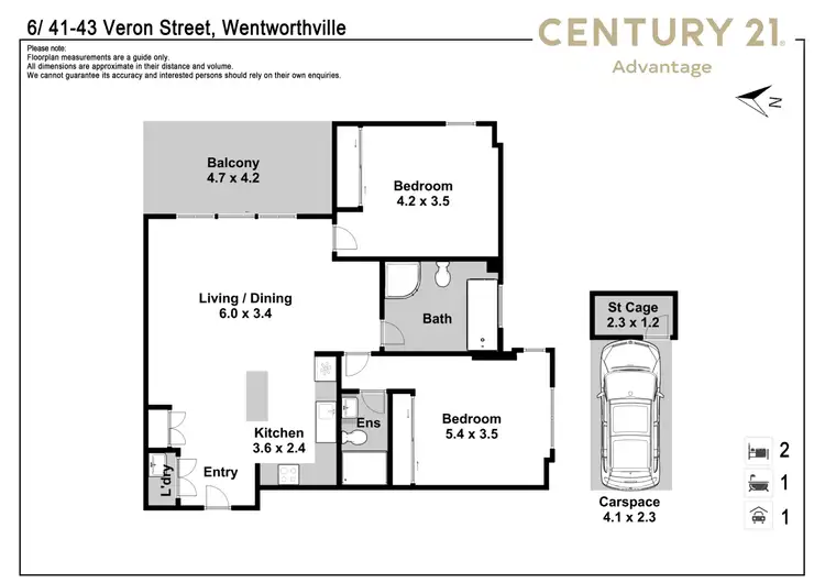 Floorplan of Homely apartment listing, 6/41-43 Veron Street, Wentworthville NSW 2145