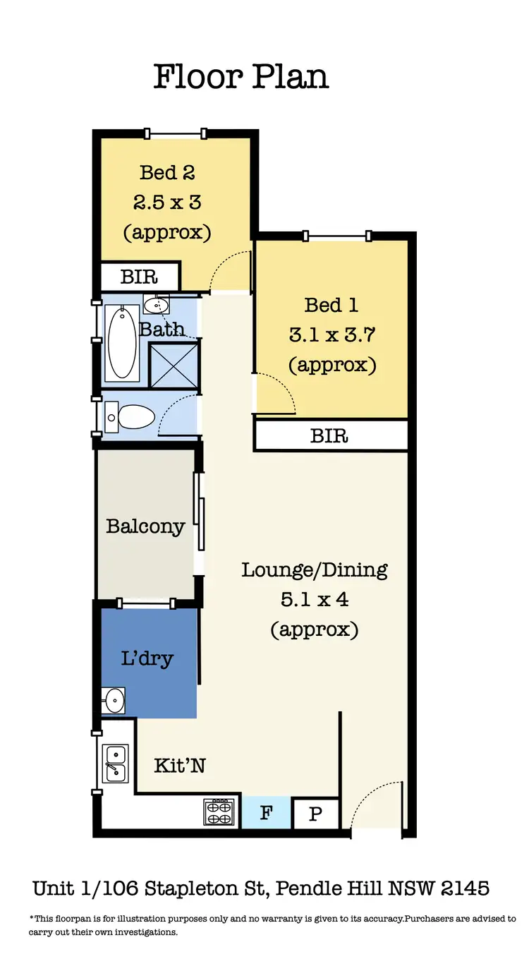 Floorplan of Homely unit listing, 1/106 Stapleton Street, Pendle Hill NSW 2145