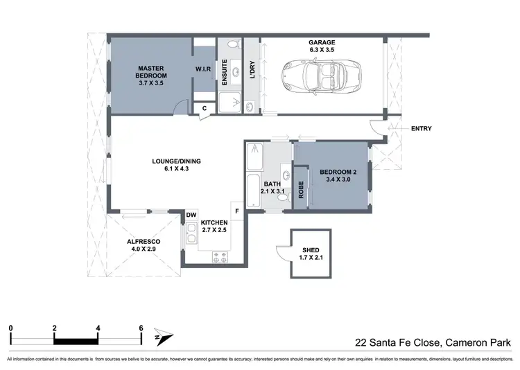 Floorplan of Homely semi-detached listing, 22 Santa Fe Close, Cameron Park NSW 2285