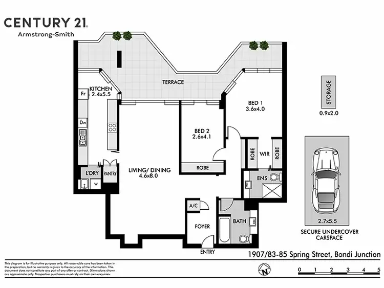 Floorplan of Homely apartment listing, 1907/83-85 Spring Street, Bondi Junction NSW 2022