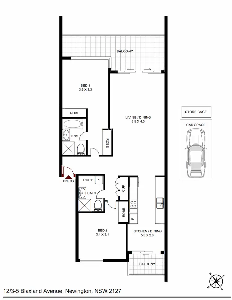 Floorplan of Homely apartment listing, 12/3-5 Blaxland Avenue, Newington NSW 2127
