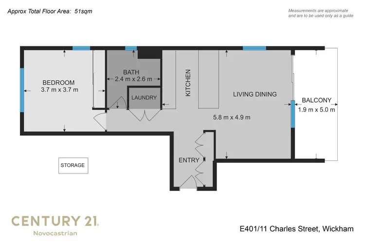 Floorplan of Homely unit listing, E401/11 Charles Street, Wickham NSW 2293