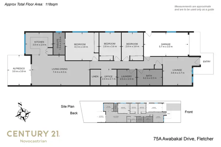 Floorplan of Homely semi-detached listing, 75A Awabakal Drive, Fletcher NSW 2287