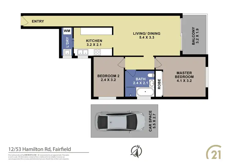 Floorplan of Homely unit listing, 12/53 Hamilton Road, Fairfield NSW 2165