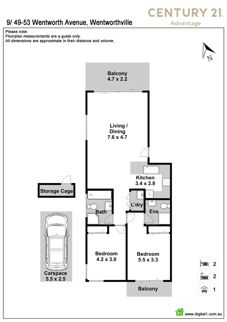 Floorplan of Homely apartment listing, 9/49-53 Wentworth Avenue, Wentworthville NSW 2145