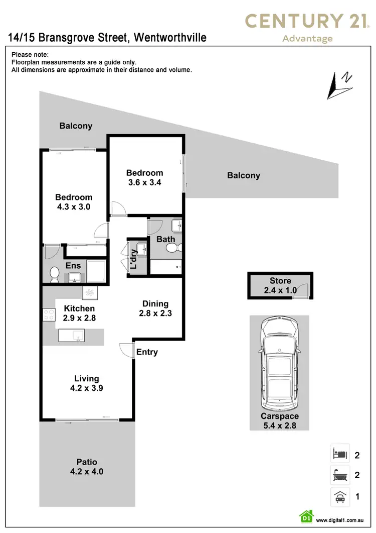 Floorplan of Homely apartment listing, 14/15 Bransgrove Street, Wentworthville NSW 2145