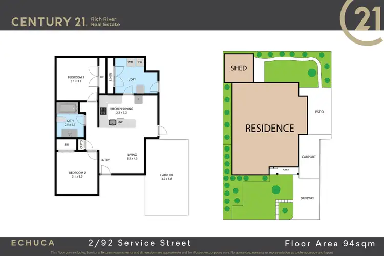 Floorplan of Homely townhouse listing, 2/92 Service Street, Echuca VIC 3564