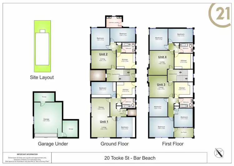 Floorplan of Homely block of units listing, 1-4/20 Tooke Street, Bar Beach NSW 2300