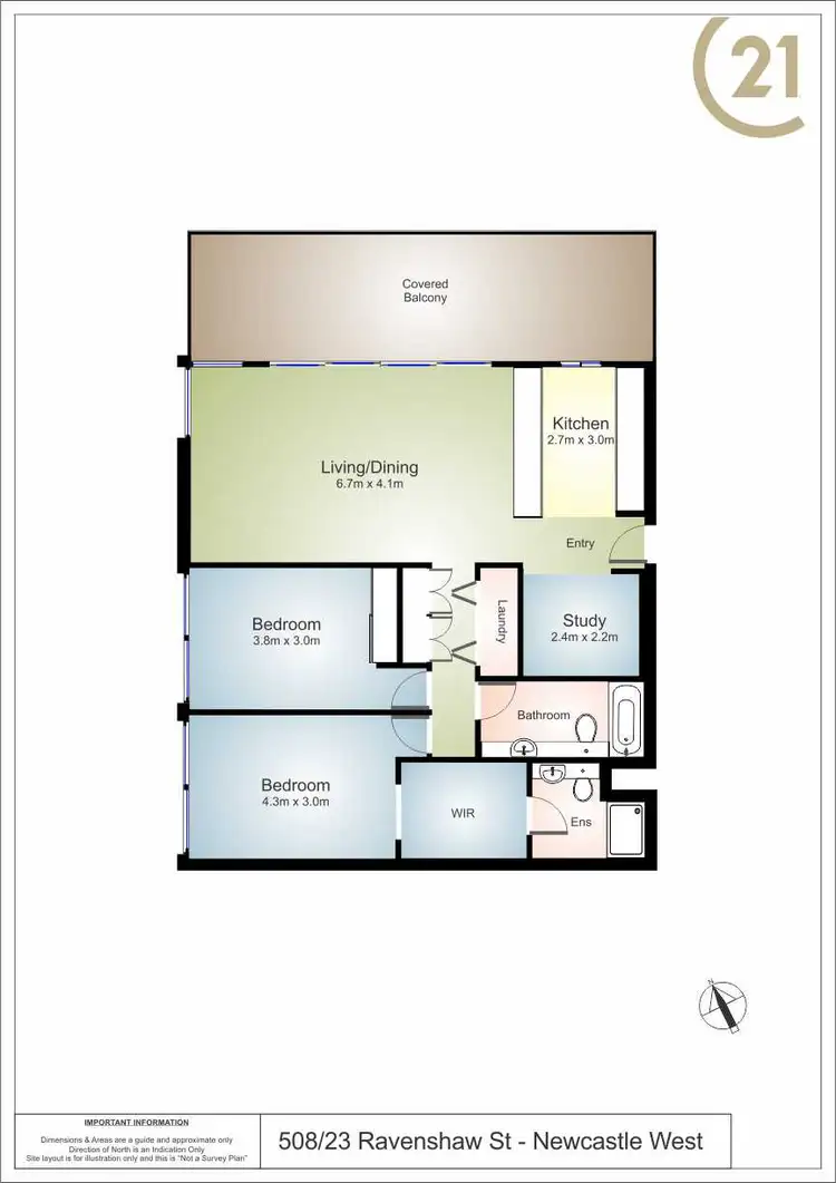 Floorplan of Homely apartment listing, 508/23 Ravenshaw Street, Newcastle West NSW 2302