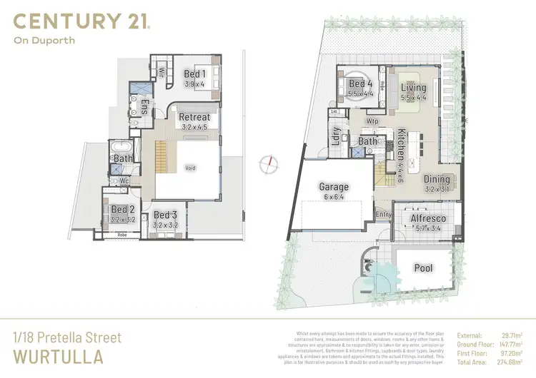 Floorplan of Homely semi-detached listing, 1/18 Pretella Street, Wurtulla QLD 4575