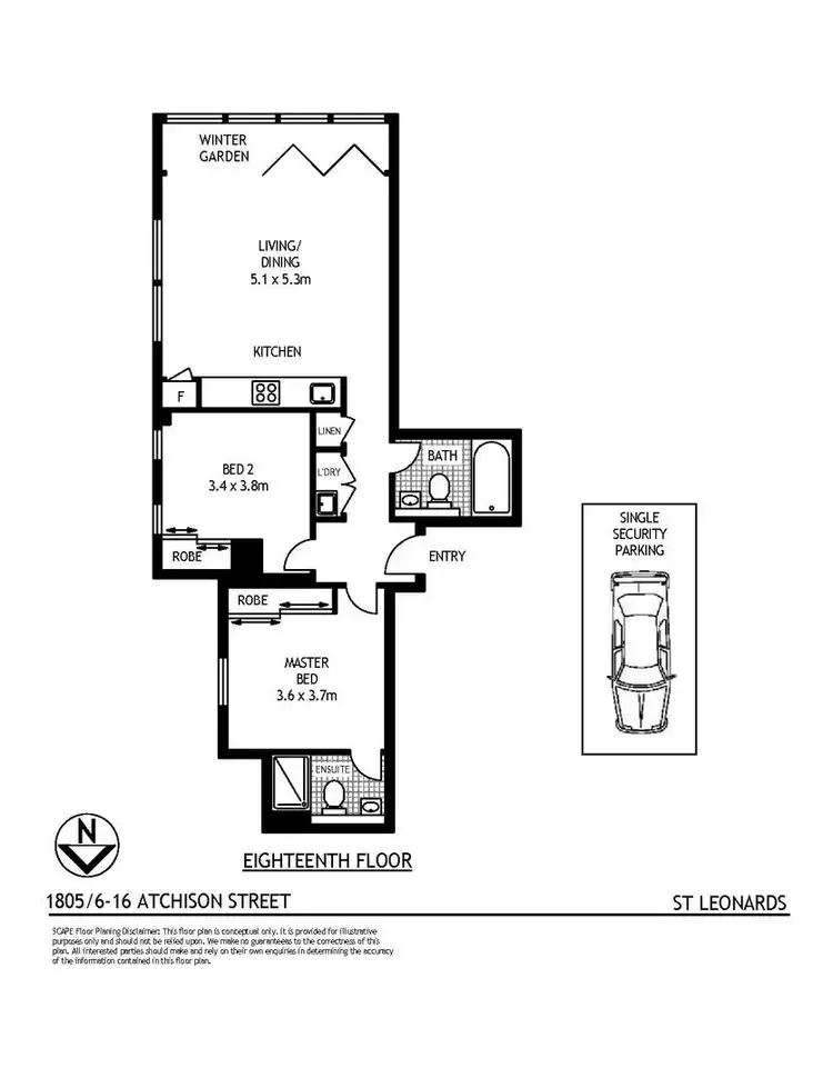 Floorplan of Homely apartment listing, 1705/10 Atchison Street, St Leonards NSW 2065