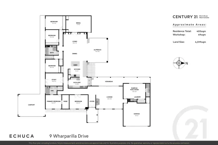 Floorplan of Homely house listing, 9 Wharparilla Drive, Echuca VIC 3564