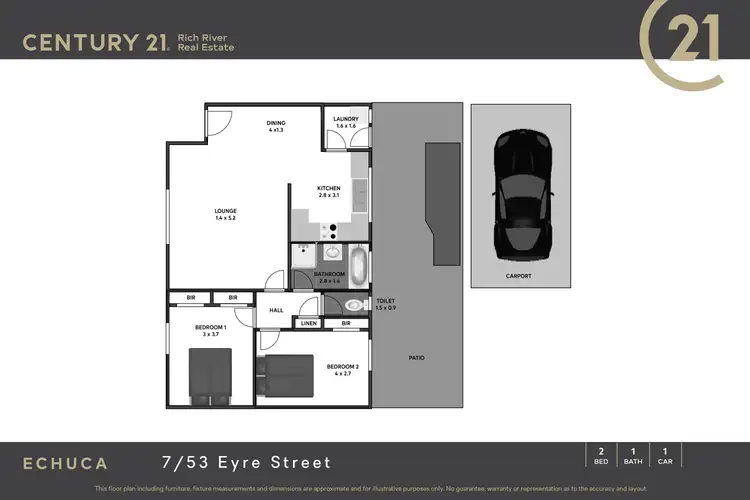Floorplan of Homely unit listing, 7/53 Eyre Street, Echuca VIC 3564
