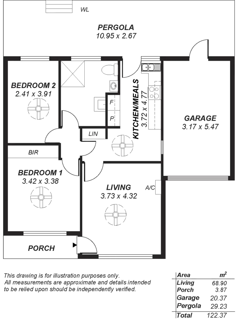 Floorplan of Homely unit listing, 13/60 Booth Ave, Morphett Vale SA 5162
