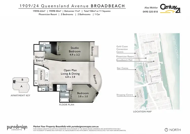 Floorplan of Homely unit listing, 1909/24-26 Queensland Avenue, Broadbeach QLD 4218