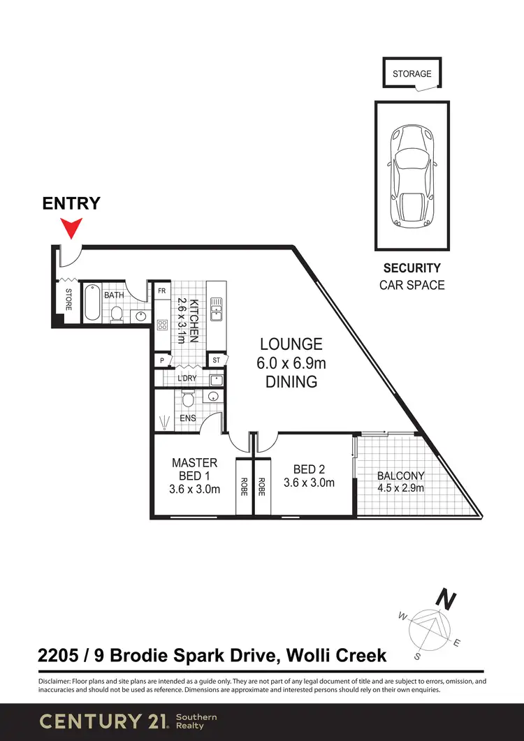 Floorplan of Homely apartment listing, 2205/9 Brodie Spark Drive, Wolli Creek NSW 2205