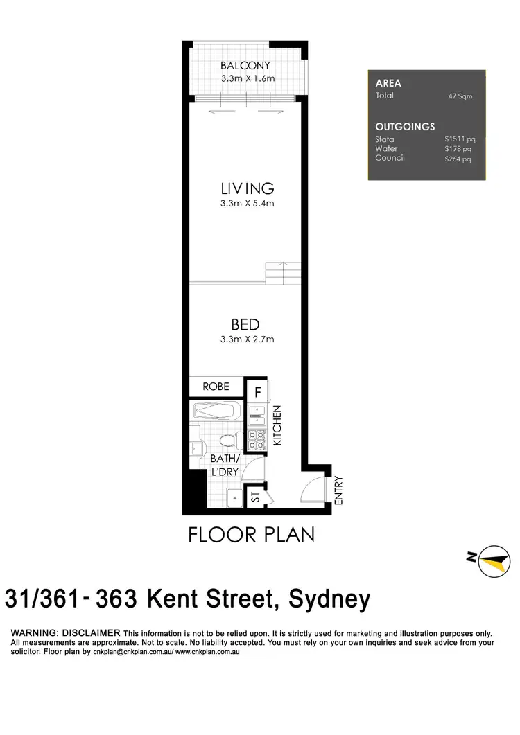 Floorplan of Homely studio listing, 31/361-363 Kent Street, Sydney NSW 2000