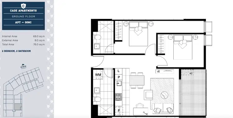 Floorplan of Homely apartment listing, G03/6 Clarkson Court, Clayton VIC 3168