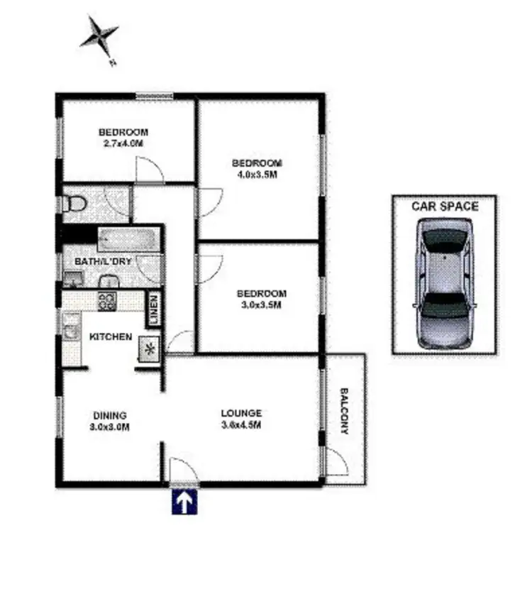 Floorplan of Homely unit listing, 1/8 Marlene Crescent, Greenacre NSW 2190