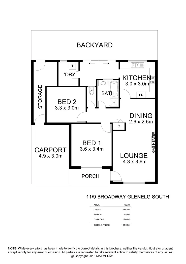Floorplan of Homely unit listing, 11/9 Broadway, Glenelg South SA 5045
