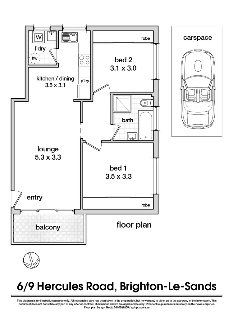 Floorplan of Homely apartment listing, 6/9 Hercules Road, Brighton-Le-Sands NSW 2216