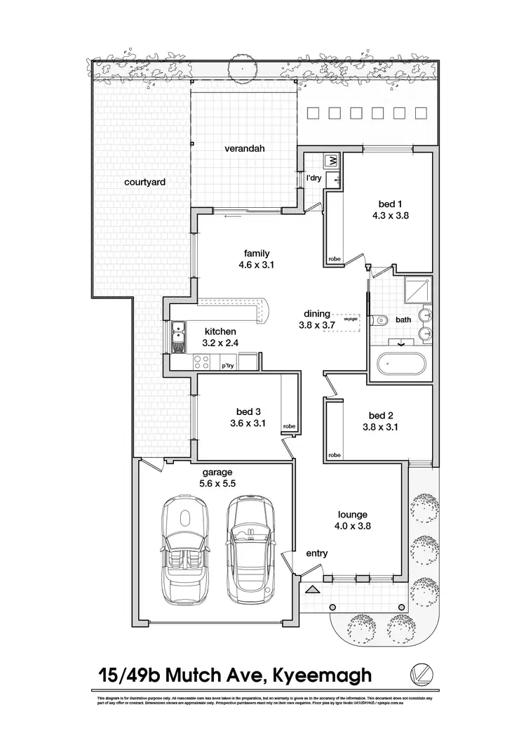 Floorplan of Homely villa listing, 15/49B Mutch Avenue, Kyeemagh NSW 2216