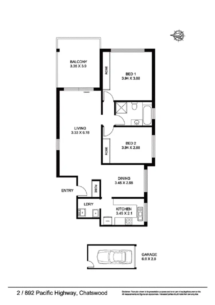 Floorplan of Homely apartment listing, 2/892 Pacific Highway, Chatswood NSW 2067