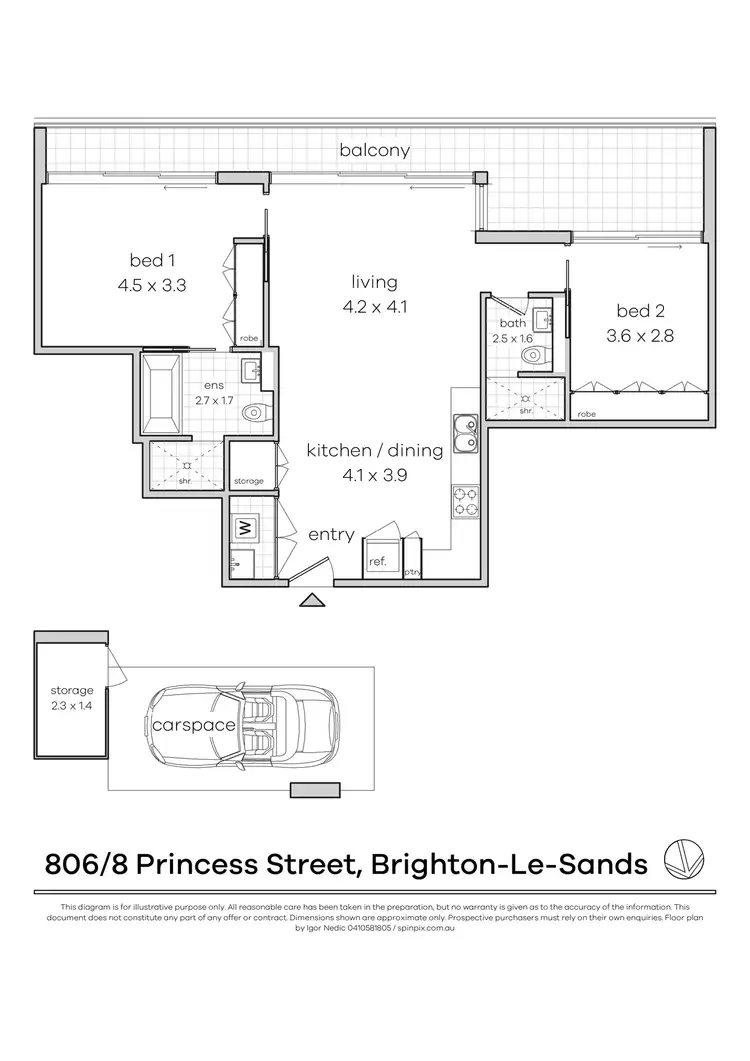 Floorplan of Homely apartment listing, 806/8 Princess Street, Brighton-Le-Sands NSW 2216