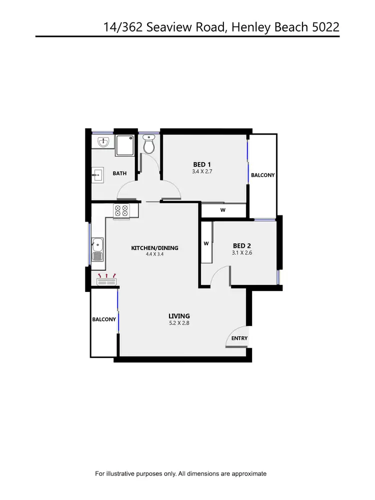 Floorplan of Homely apartment listing, 14/362 Seaview Road, Henley Beach SA 5022