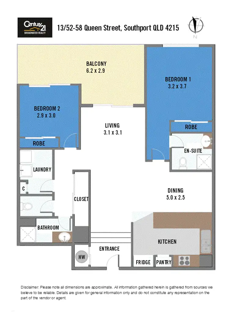 Floorplan of Homely apartment listing, 13/52-58 Queen Street, Southport QLD 4215
