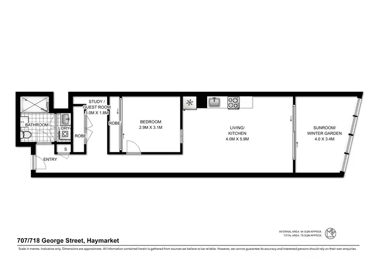Floorplan of Homely apartment listing, 707/718 George St, Haymarket NSW 2000