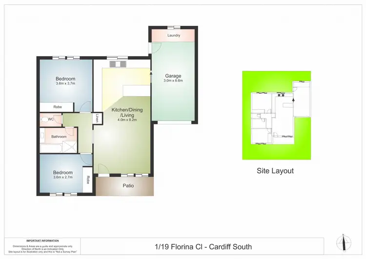Floorplan of Homely villa listing, 1/19 Florina Close, Cardiff South NSW 2285