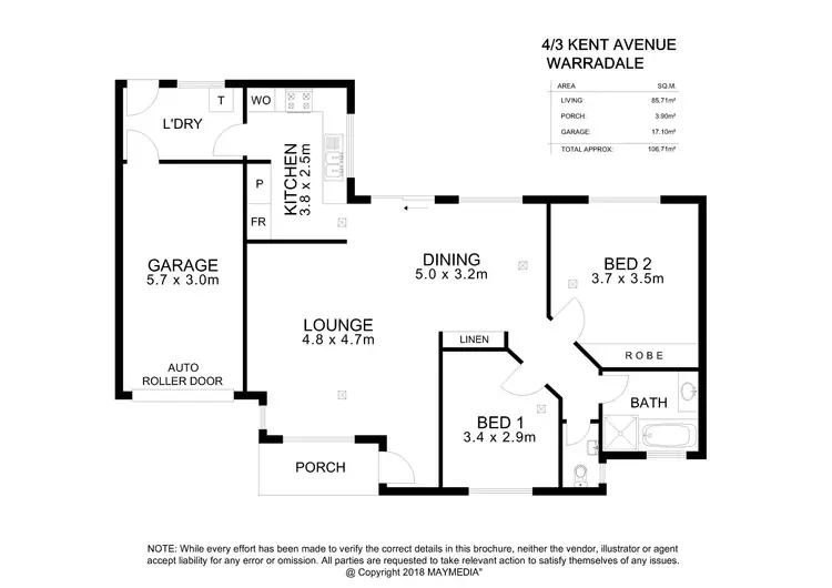Floorplan of Homely unit listing, 4/3 Kent Avenue, Warradale SA 5046