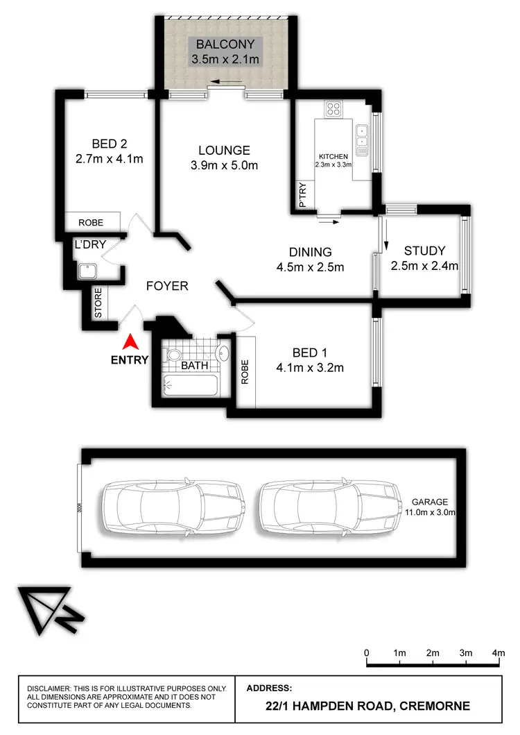 Floorplan of Homely apartment listing, 22/1 Hampden Avenue, Cremorne NSW 2090