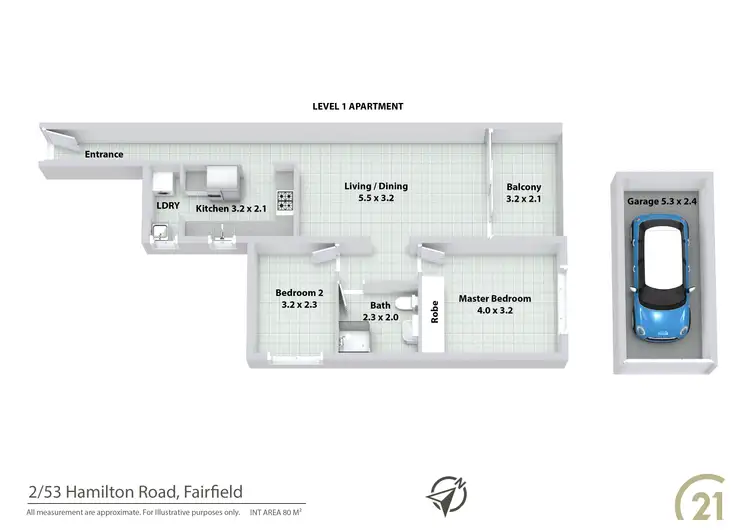 Floorplan of Homely unit listing, 2/53 Hamilton Road, Fairfield NSW 2165