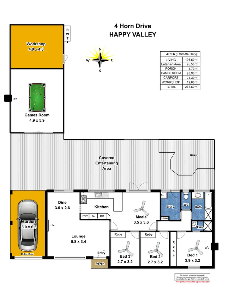 Floorplan of Homely house listing, 4 Horn Drive, Happy Valley SA 5159