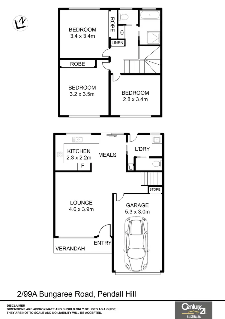 Floorplan of Homely semi-detached listing, 2/99A Bungaree Road, Pendle Hill NSW 2145