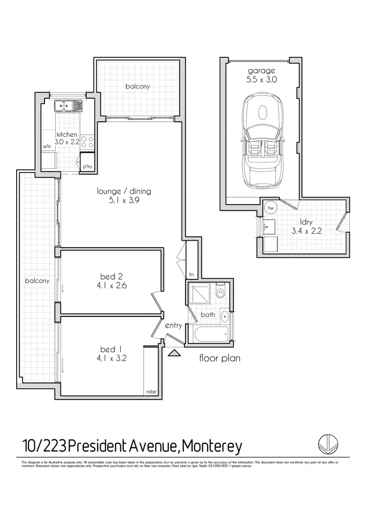 Floorplan of Homely apartment listing, 10/223 President Avenue, Monterey NSW 2217