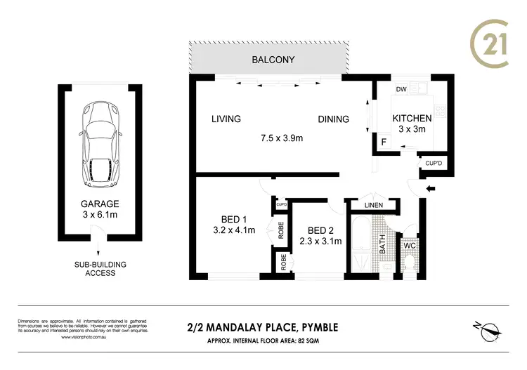 Floorplan of Homely apartment listing, 2/2 Mandalay Place, Pymble NSW 2073